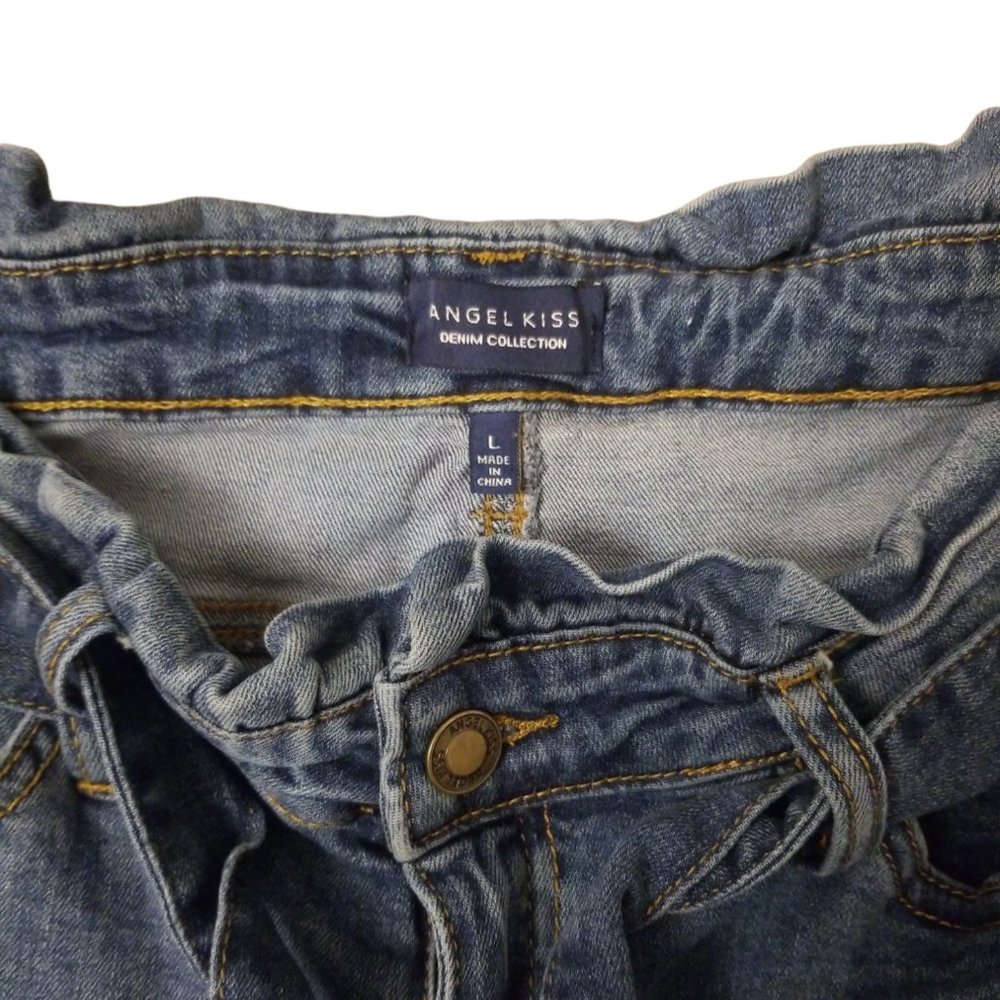 Angel Kiss Denim Collection Blue Jean Ladies Skirt, with Blue Jean Belt, Size L - Picture 2 of 5